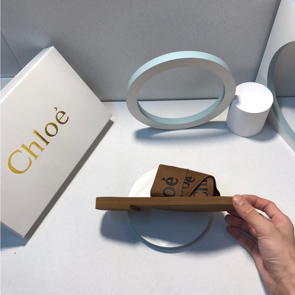 Chloe Brown Logo Strap Slide Sandals - Women - Picture 9 of 9